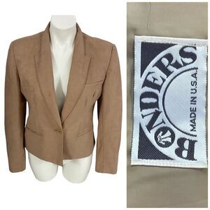 Bonders Blazer Womens Medium Brown Faux Suede Work Office Jacket VTG Basic